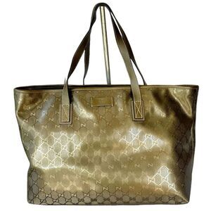 Gucci Imprime Gunmetal GG Coated Canvas Tote Handbag Shoulder Bag Medium